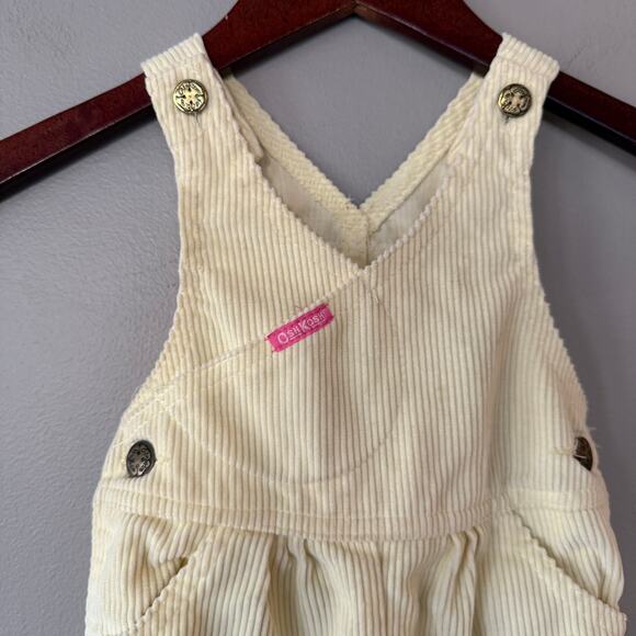 Vintage OshKosh B'Gosh Butter Yellow Soft Corduroy Bib Overalls 12 Mos 80s Union - Picture 2 of 15